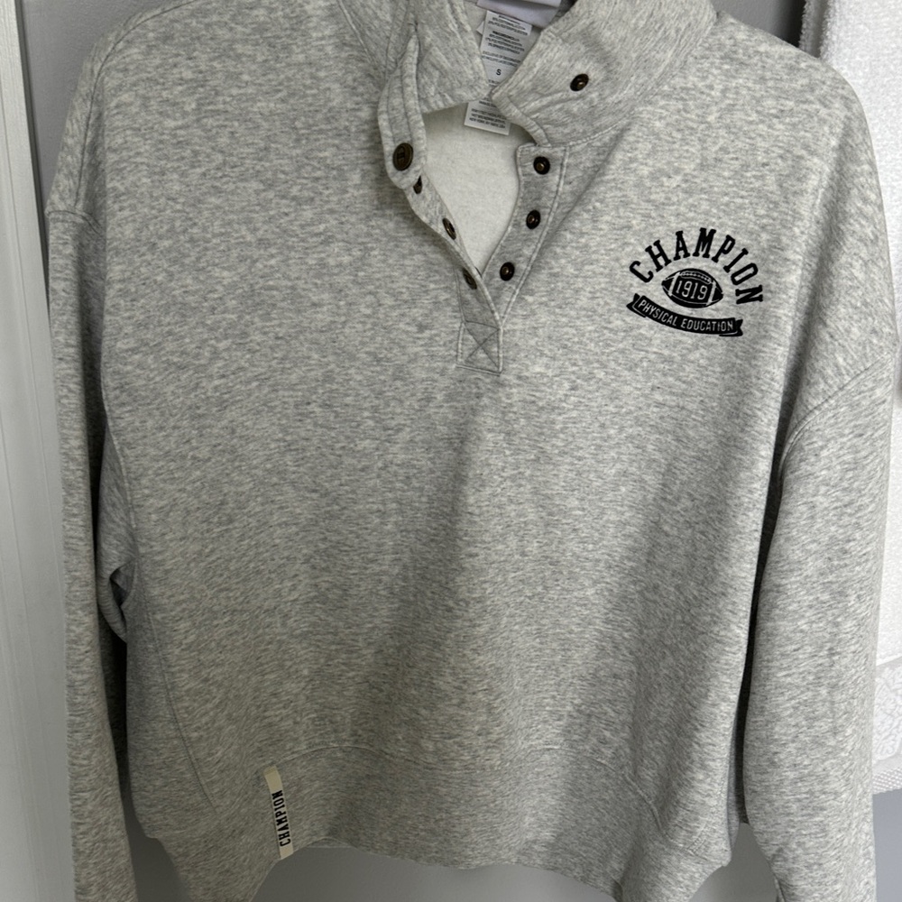 Champion Heather Gray Button-Up Sweatshirt